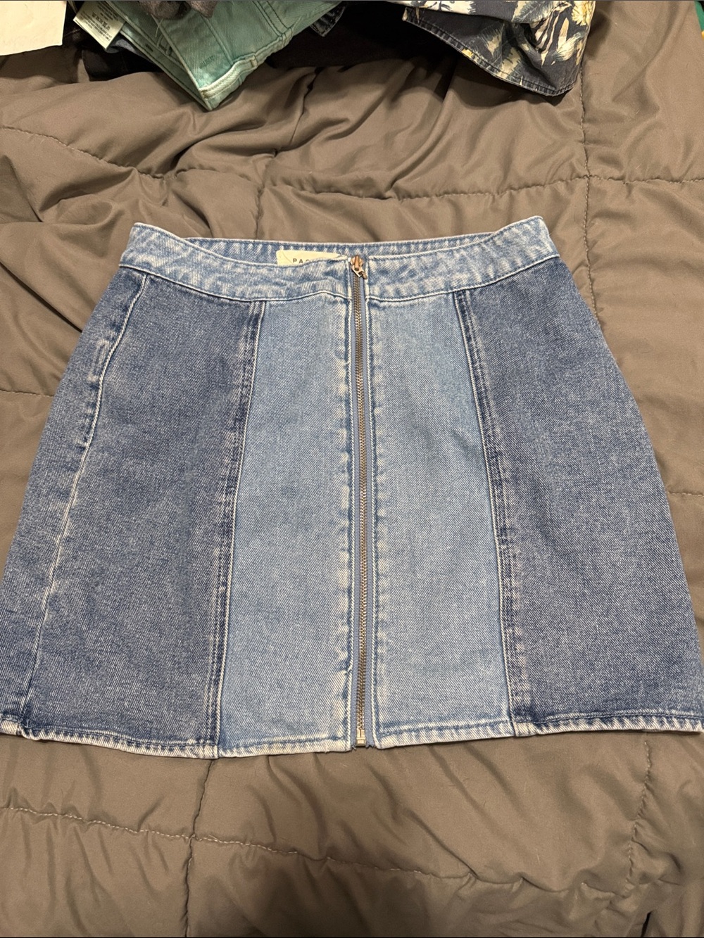 PacSun Two-Tone Blue Denim Mini Skirt with Front Zip